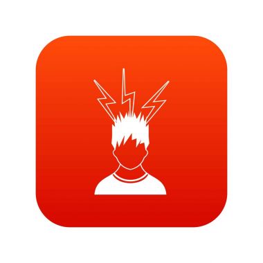 Adam simgesi dijital kırmızı baş yukarıda yıldırım