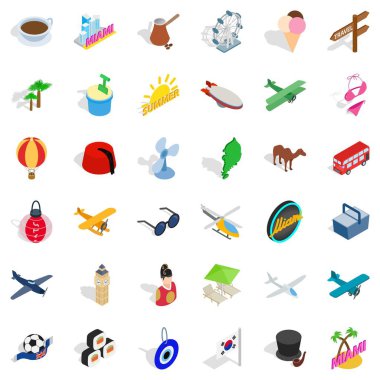 Florida Icons set, izometrik tarzı