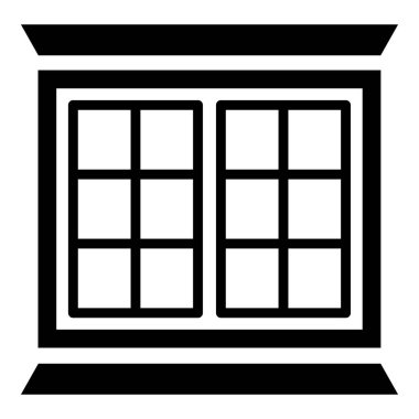 Modern pencere çerçevesi simgesi, basit siyah stil