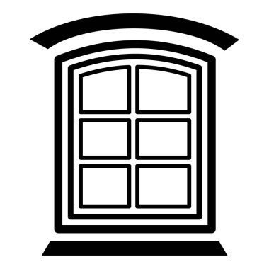 Retro pencere çerçevesi simgesi, basit siyah stil