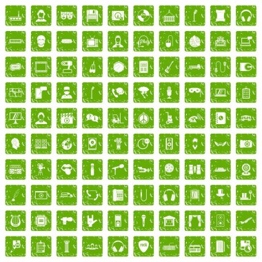 100 mikrofon simgeler grunge yeşil ayarla