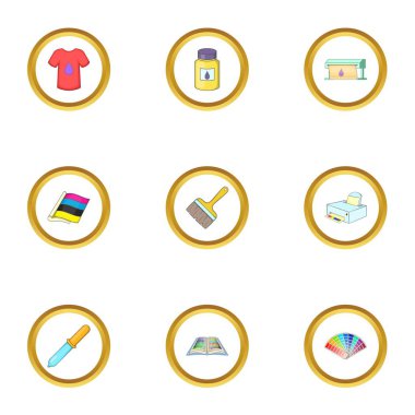 Yazdırma hizmeti Icons set, karikatür tarzı