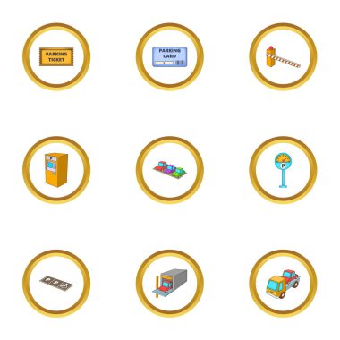 İstasyonu Icons set Otopark, karikatür tarzı