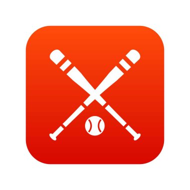 Beyzbol sopası ve topu simgesini dijital kırmızı