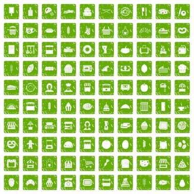 100 ekmek simgeler grunge yeşil ayarla