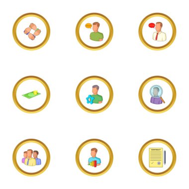 İş sözleşmesi Icons set, karikatür tarzı