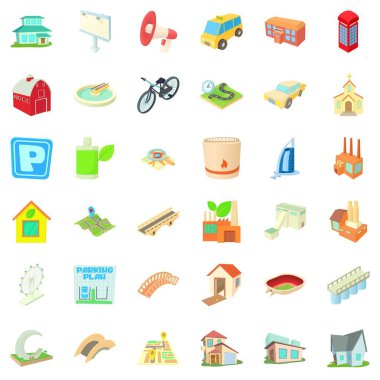 Manzarası Icons set, karikatür tarzı