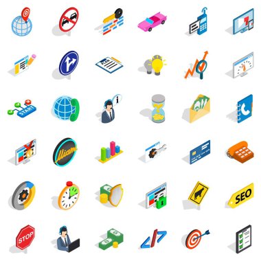 Kulaklık simgeleri ayarlandı, izometrik biçim