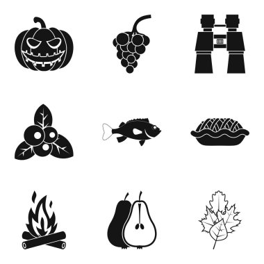 Kabak pasta Icons set, basit tarzı