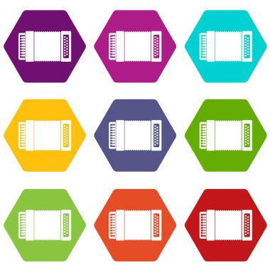 Renk altı yüzlü akordeon Icon set