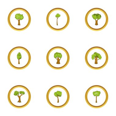 Bahar orman Icons set, karikatür tarzı