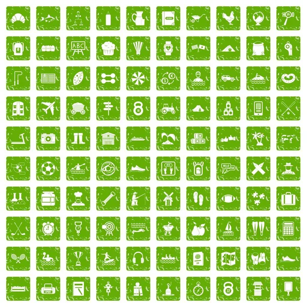 100 faaliyet simgeleri grunge yeşil ayarla