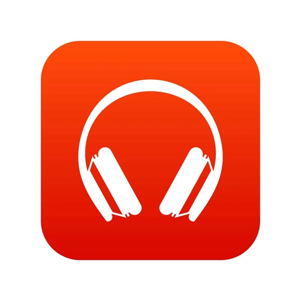 Cyfrowy czerwony ikona słuchawki ochronne — Wektor stockowy