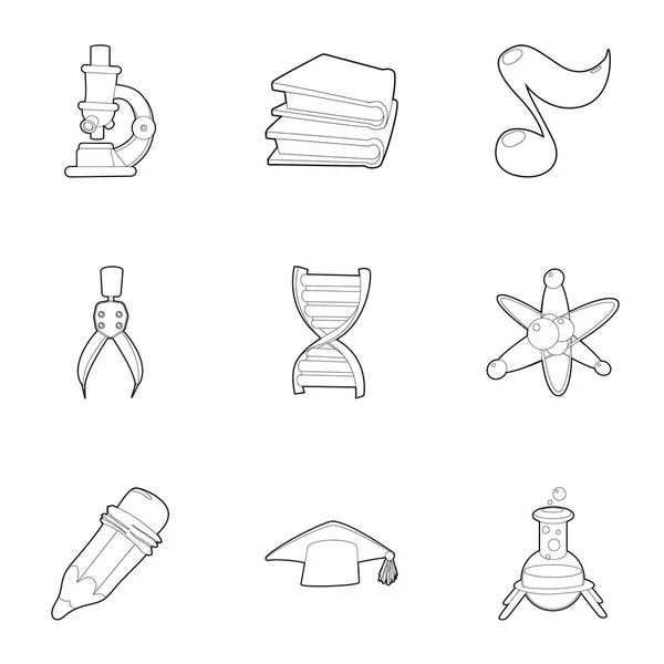 College icons set, outline style — Stock Vector