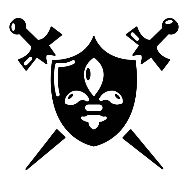 Escudo heráldico e ícone de espadas, estilo simples — Vetor de Stock