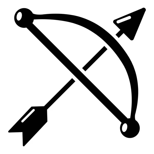Средневековый лук и стрелы значок, простой стиль — стоковый вектор