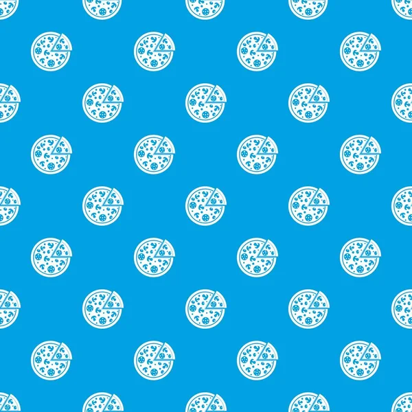Delicious italian pizza lifted slice one pattern seamless blue — Stock Vector