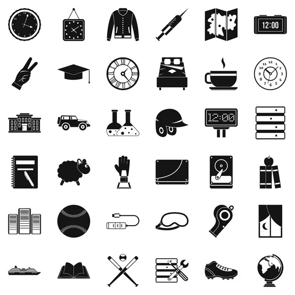 Ścienny zegar zestaw ikon, prosty styl — Wektor stockowy