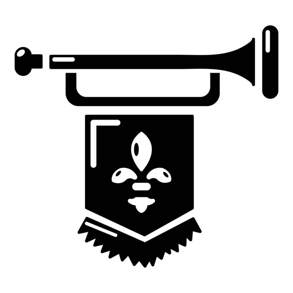 Ancienne trompette avec icône drapeau, style simple — Image vectorielle