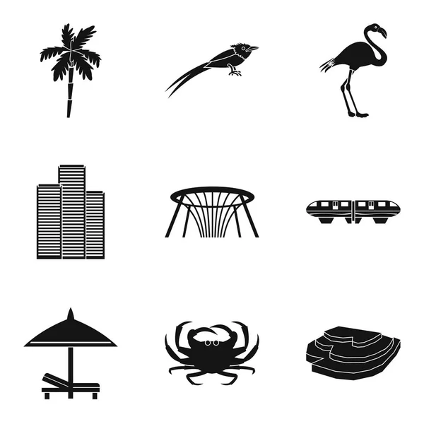 Set di icone Exotica, stile semplice — Vettoriale Stock