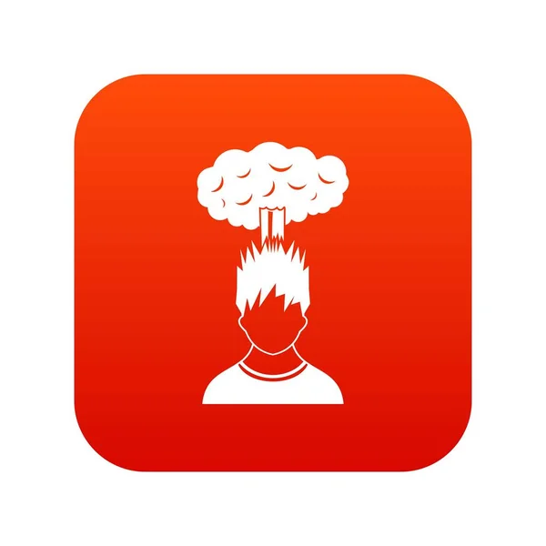 Uomo con nuvola rossa sopra la testa icona digitale rosso — Vettoriale Stock