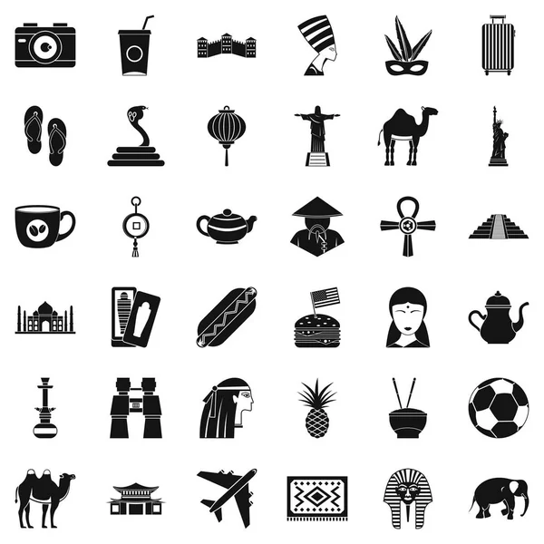 Yolculuk Icons set, basit tarzı