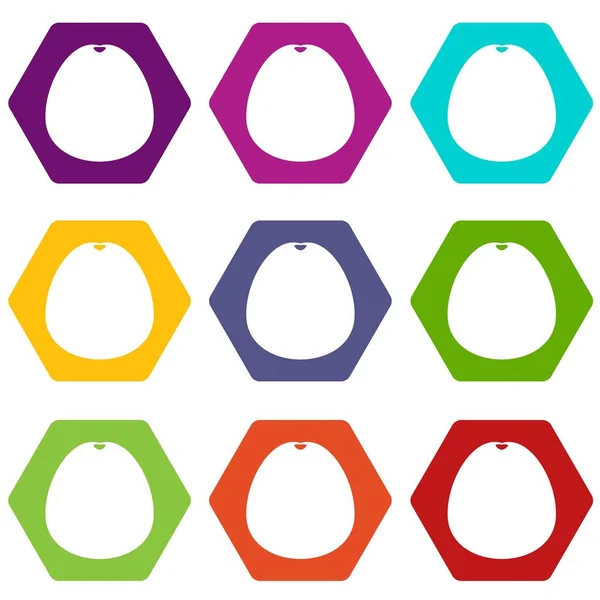 Pomelo icona set colore esaedro — Vettoriale Stock