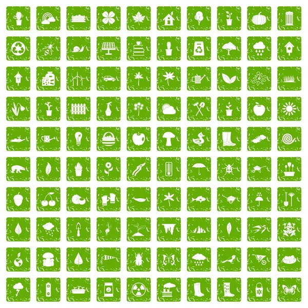 100 Bahçe in simgeler grunge yeşil ayarla