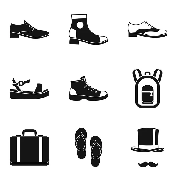 Typu buty zestaw ikon, prosty styl — Wektor stockowy