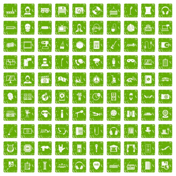 100 mikrofon simgeler grunge yeşil ayarla