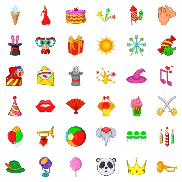 Havai fişek simgeleri ayarlandı, çizgi film biçimi