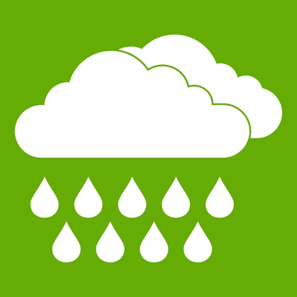 Nube y lluvia icono verde — Vector de stock