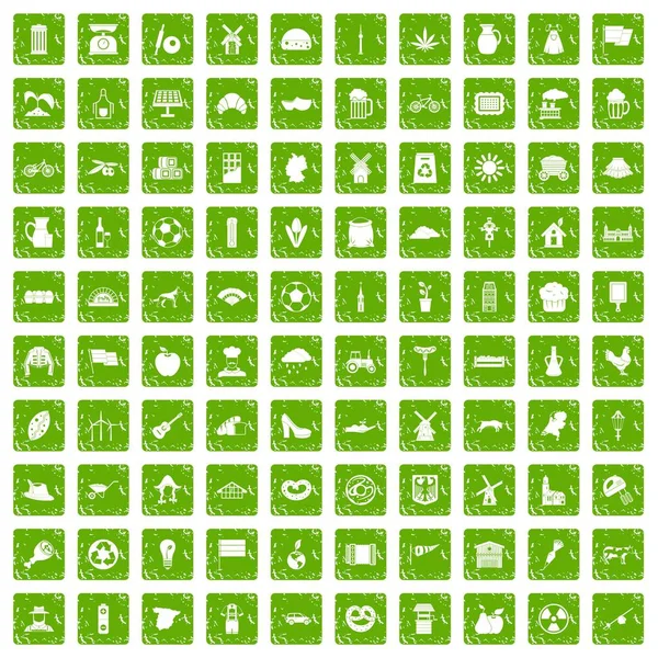 100 mill ikoner anger grunge grön — Stock vektor