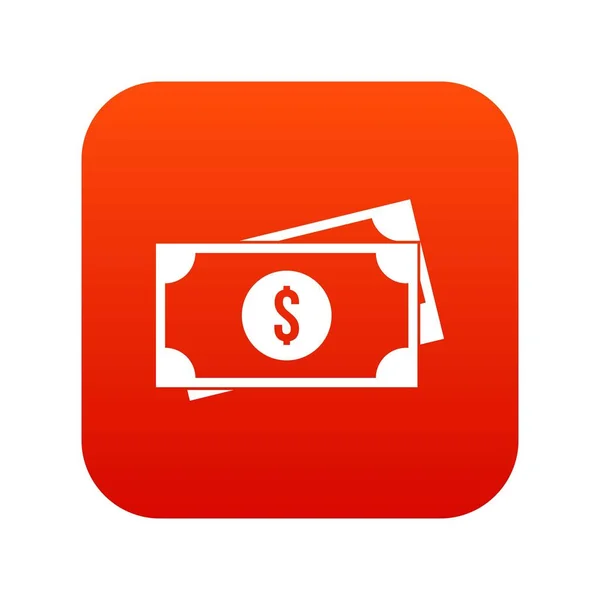 Ícone de dólares americanos vermelho digital — Vetor de Stock