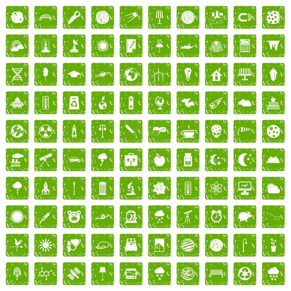 100 ay simgeler grunge yeşil ayarla