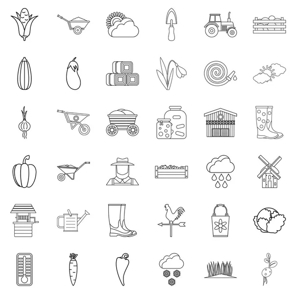 Weather icons set, outline style — Stock Vector