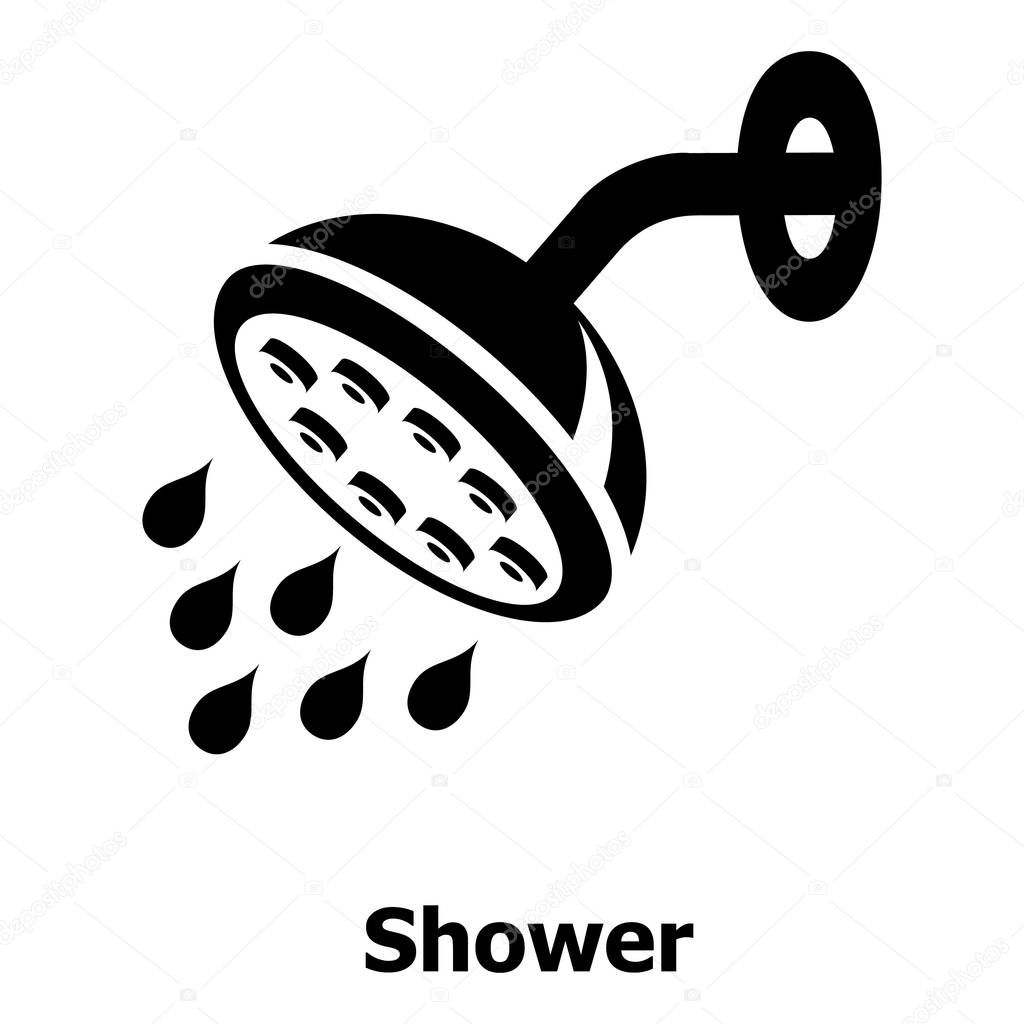 Shower icon, simple black style