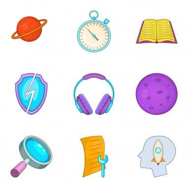 Icons set, karikatür tarzı beyin fırtınası