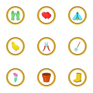 Bahçe bakım Icons set, karikatür tarzı