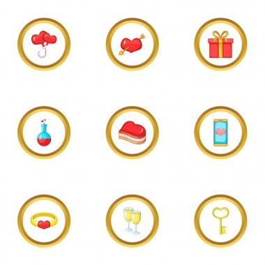 Hediye kutusu simge seti, karikatür tarzı