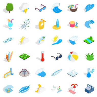 Dalga Icons set, izometrik tarzı