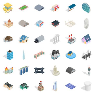 Bina Icons set, izometrik stili