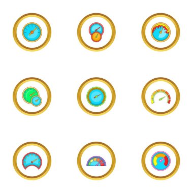 Hız ölçüm Icons set, karikatür tarzı