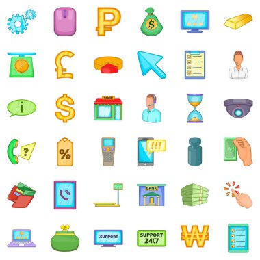 Finans Icons set, karikatür tarzı