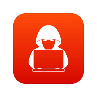 Bilgisayar korsanı dizüstü bilgisayar simgesini dijital kırmızı