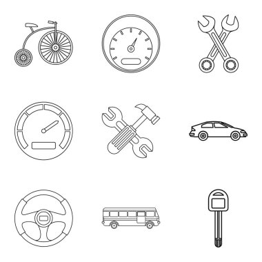 Arızalı makine Icons set, anahat stili