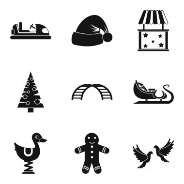 Kış kutlama Icons set, basit tarzı