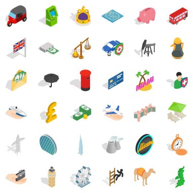 Otomatik Icons set, izometrik stili