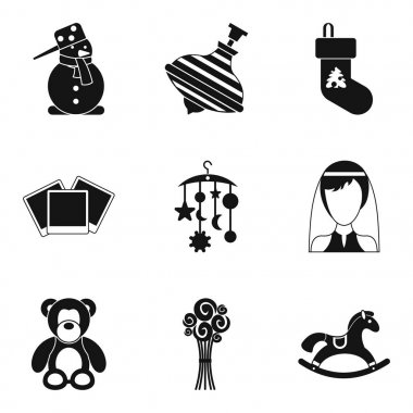Oyuncak ayı Icons set, basit tarzı