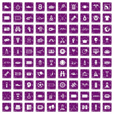 100 spor gazeteci simgeler grunge mor ayarla